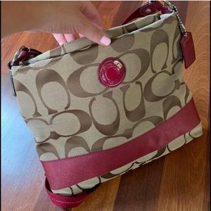 Coach Purse with Raspberry Accents